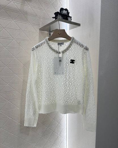 2025 new product Pearl hollow long sleeves