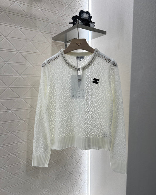 2025 new product Pearl hollow long sleeves