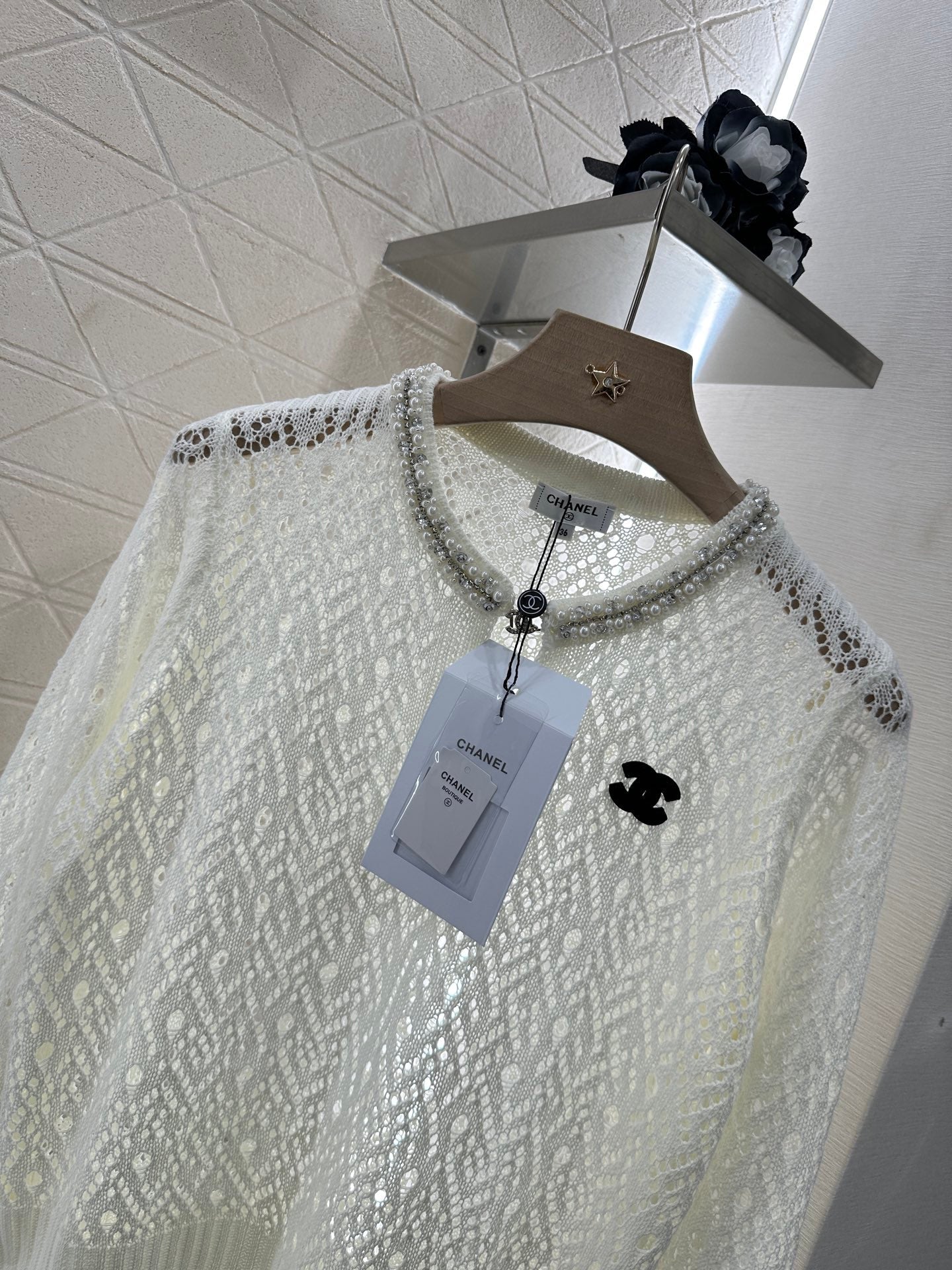 2025 new product Pearl hollow long sleeves