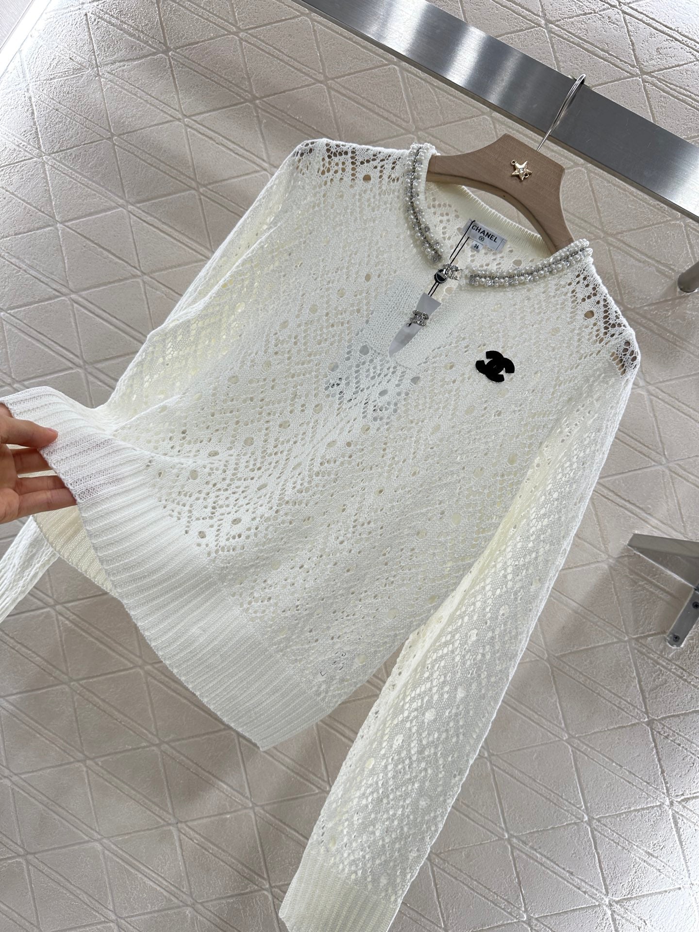 2025 new product Pearl hollow long sleeves