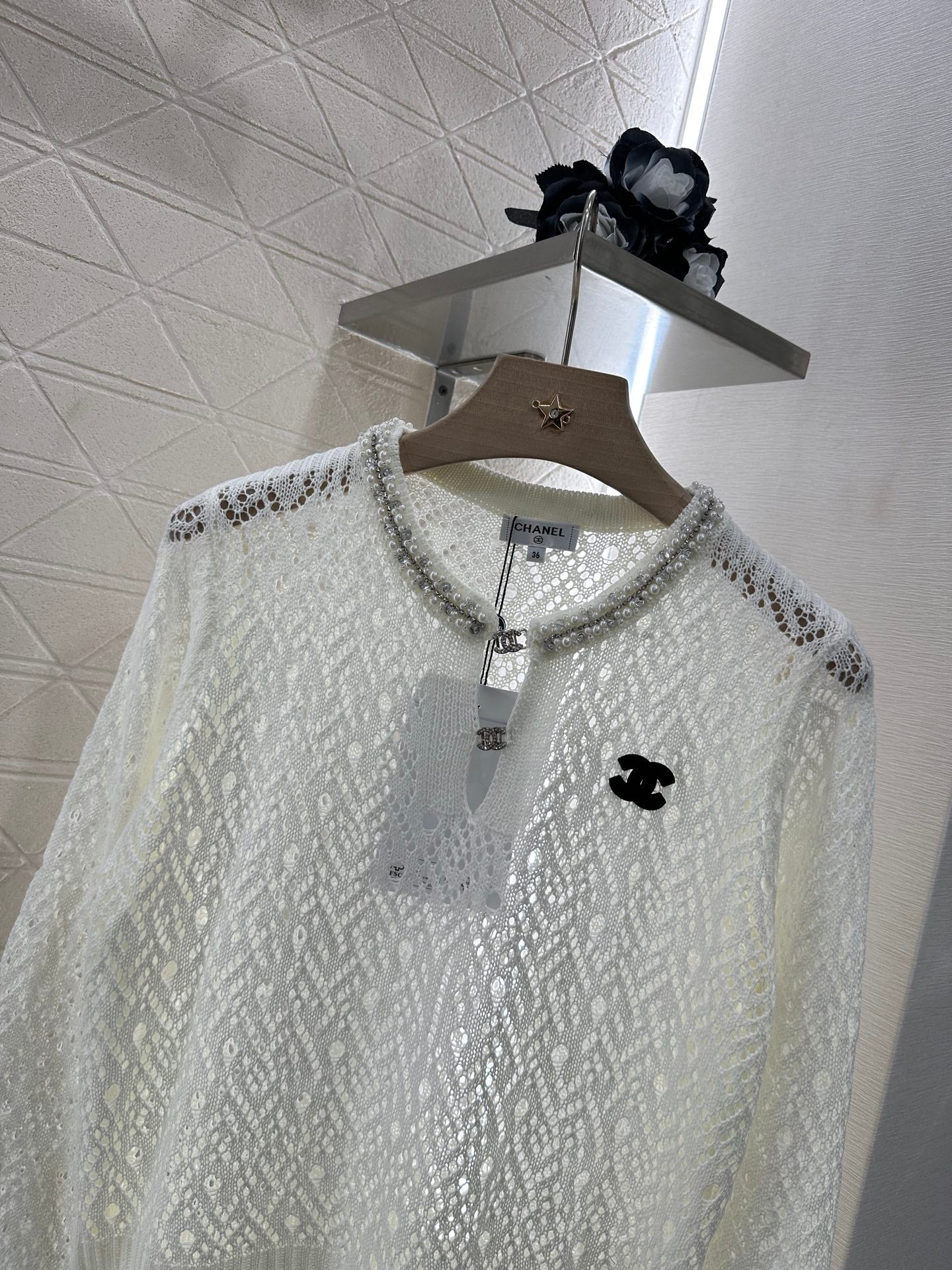 2025 new product Pearl hollow long sleeves