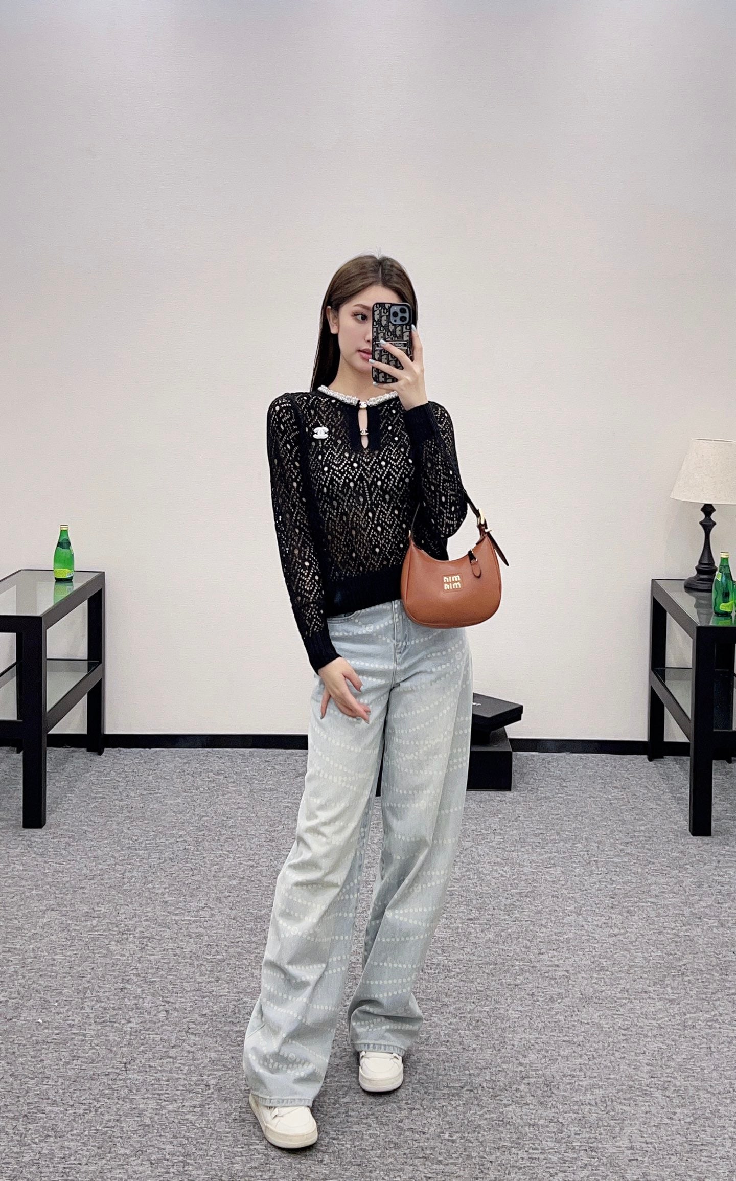 2025 new product Pearl hollow long sleeves