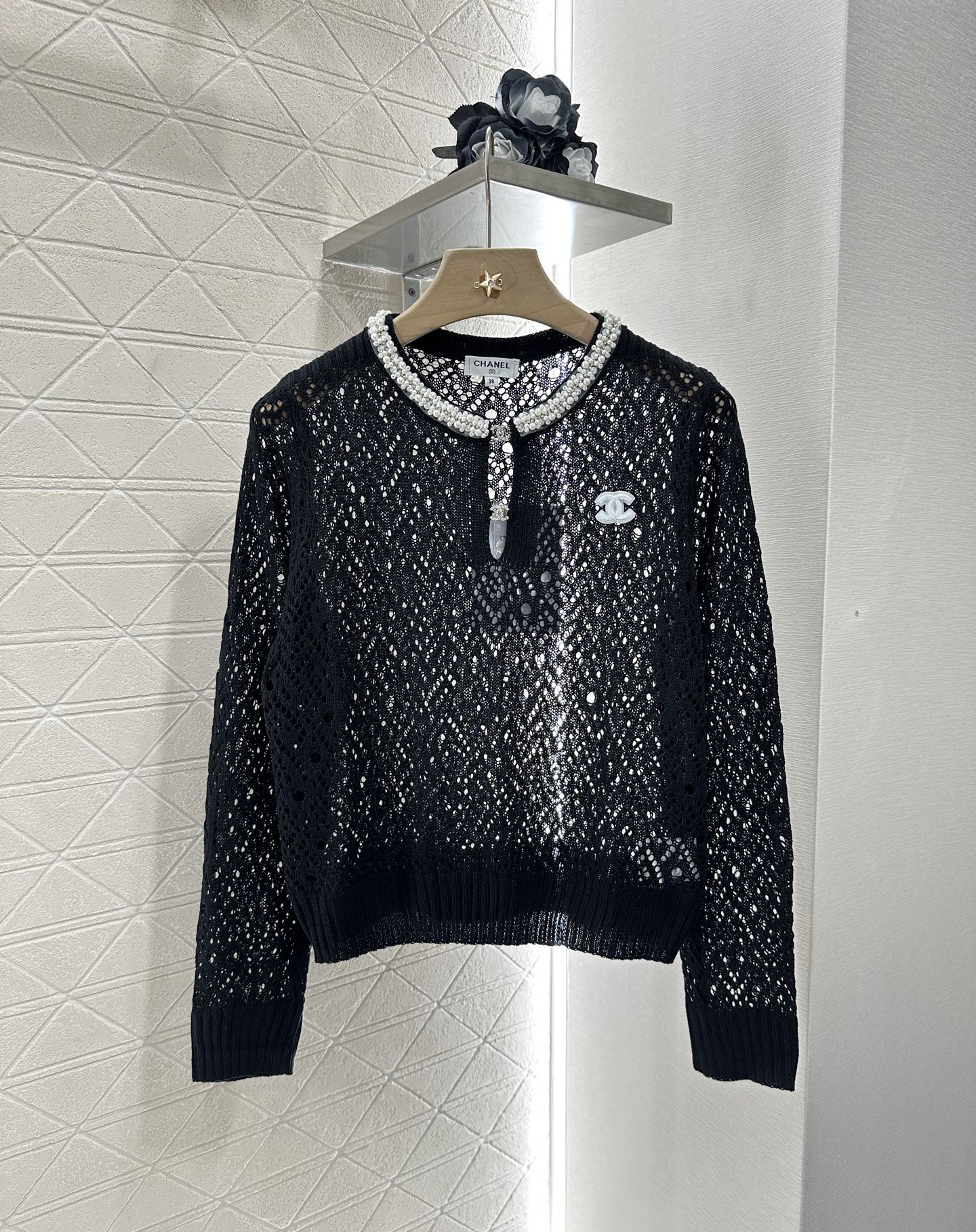 2025 new product Pearl hollow long sleeves