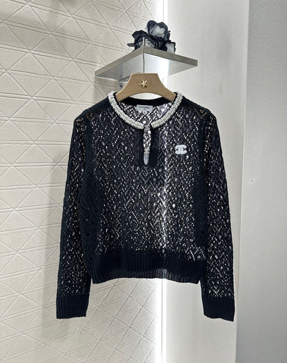 2025 new product Pearl hollow long sleeves