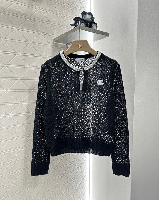 2025 new product Pearl hollow long sleeves