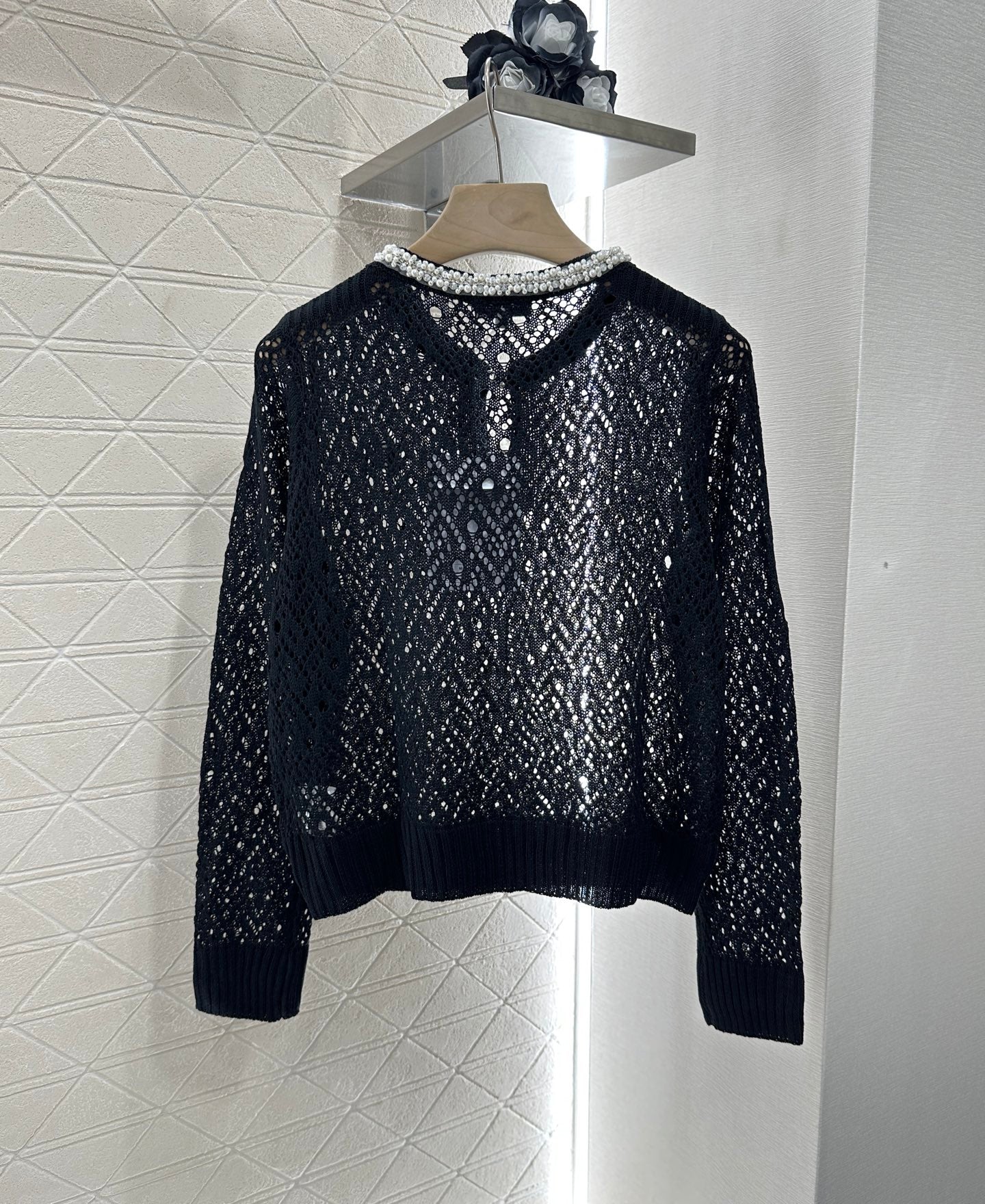 2025 new product Pearl hollow long sleeves