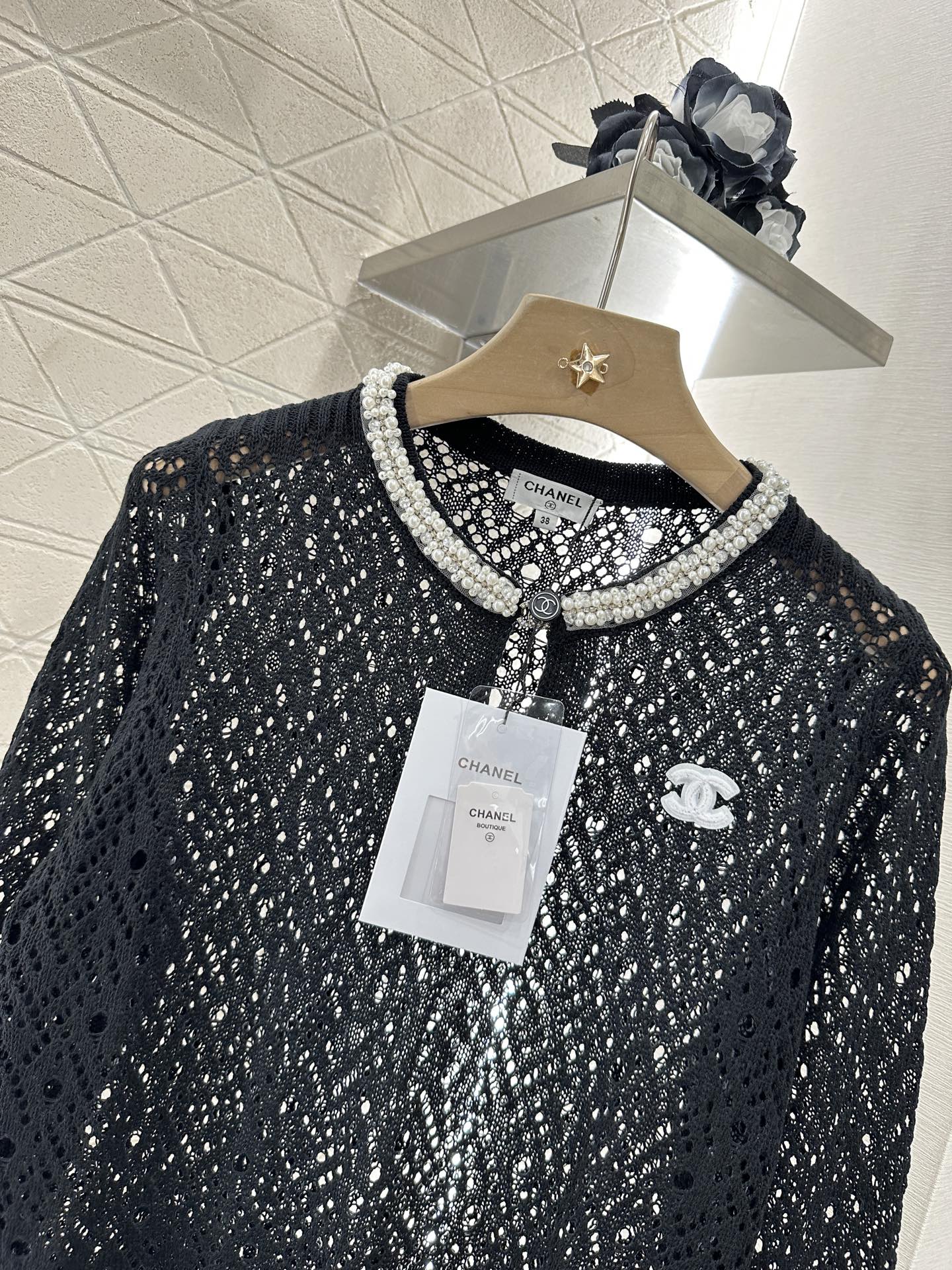 2025 new product Pearl hollow long sleeves