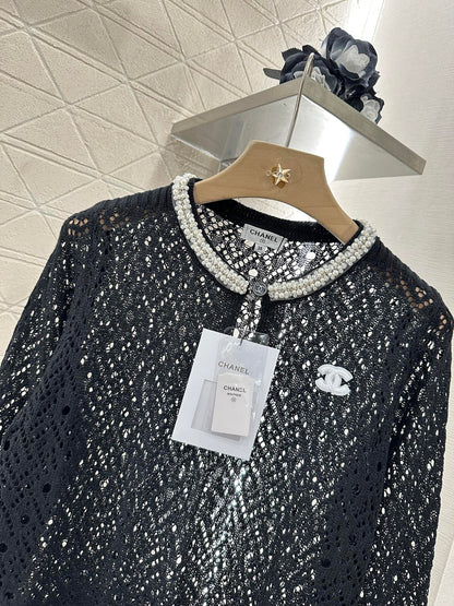 2025 new product Pearl hollow long sleeves