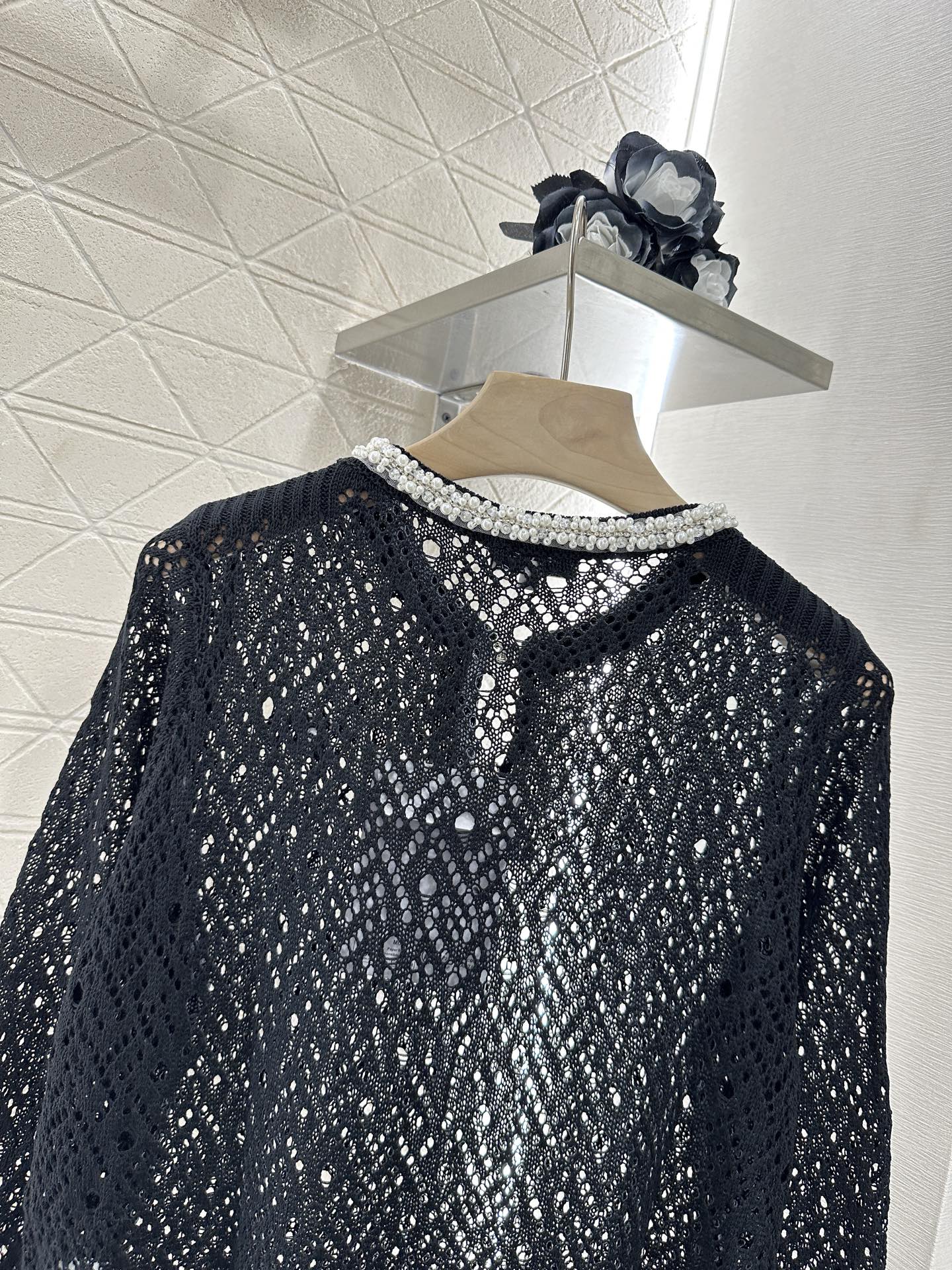 2025 new product Pearl hollow long sleeves