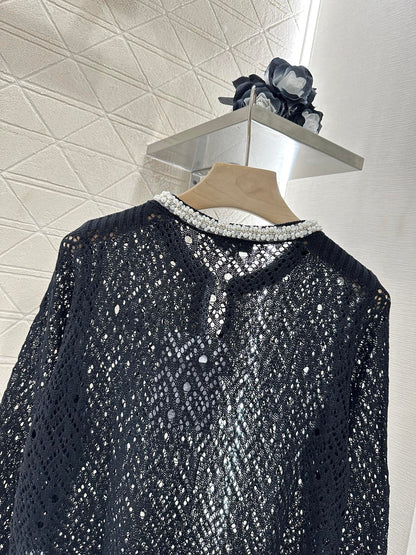 2025 new product Pearl hollow long sleeves