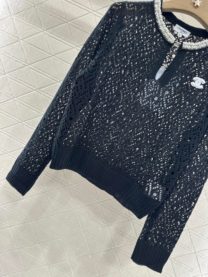 2025 new product Pearl hollow long sleeves