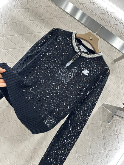 2025 new product Pearl hollow long sleeves