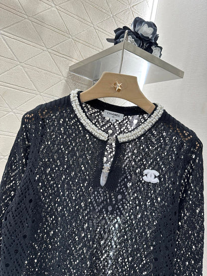 2025 new product Pearl hollow long sleeves