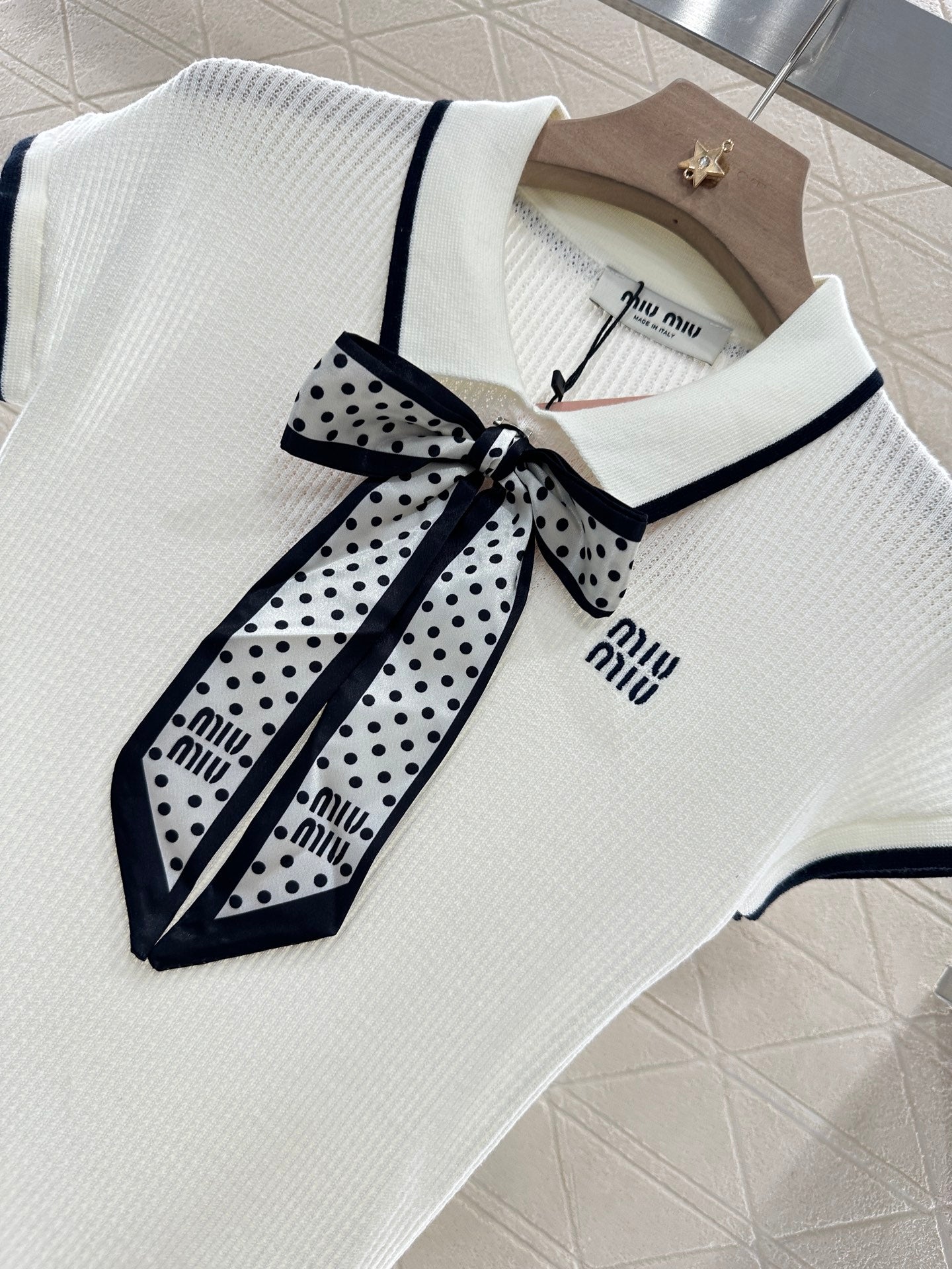 2025 new product Bow knitted short sleeves