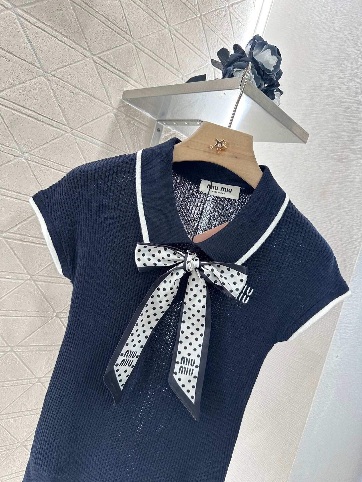 2025 new product Bow knitted short sleeves