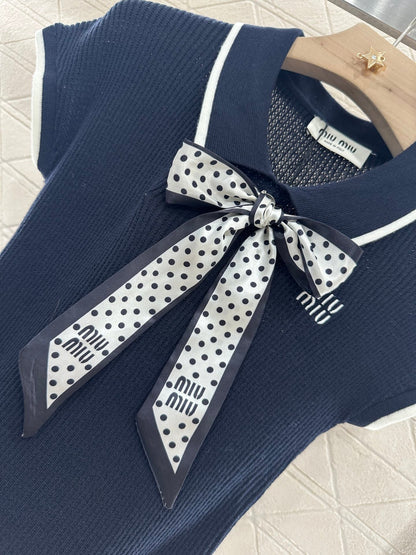 2025 new product Bow knitted short sleeves