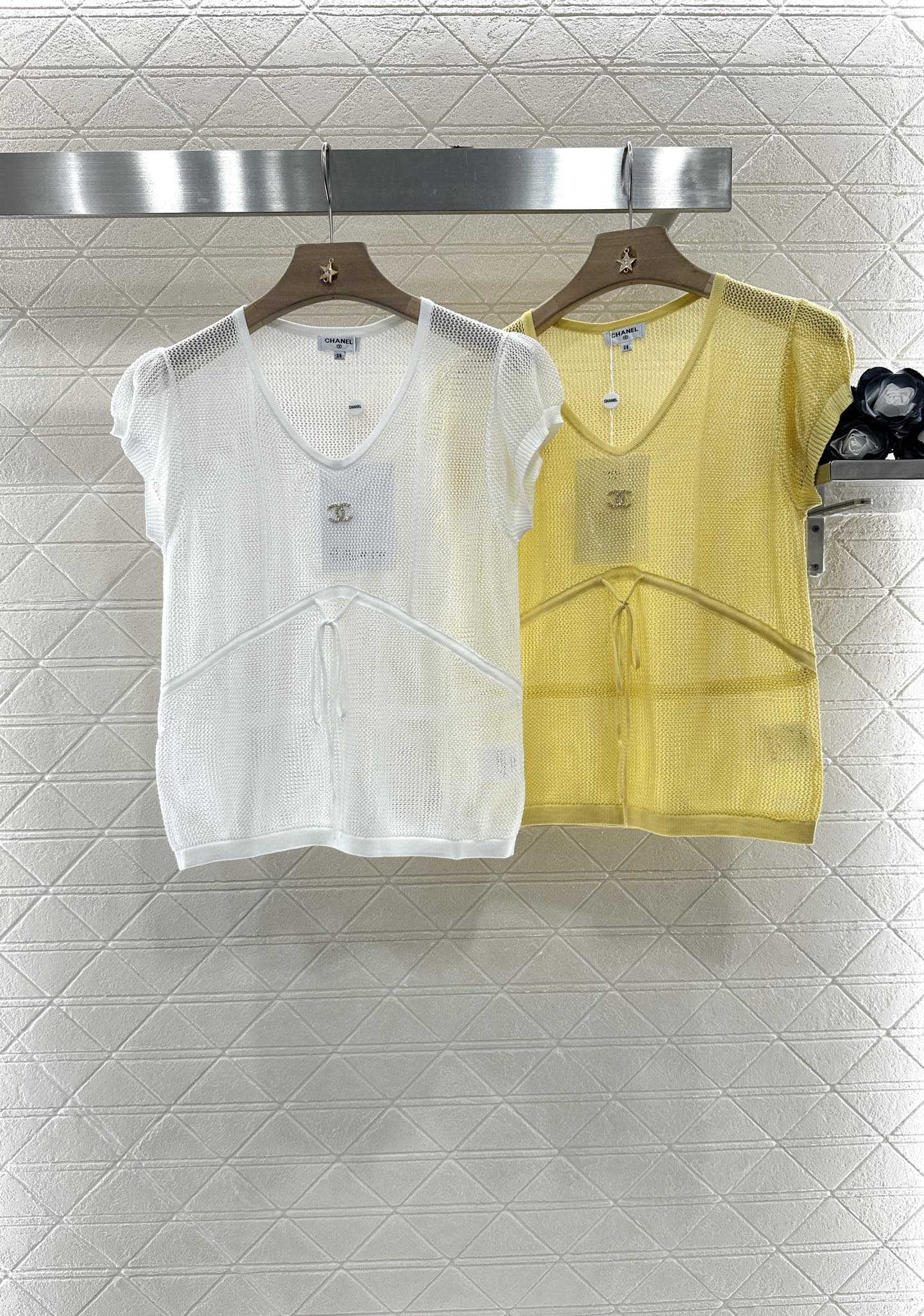 2025 new product Hollow knitted short sleeves
