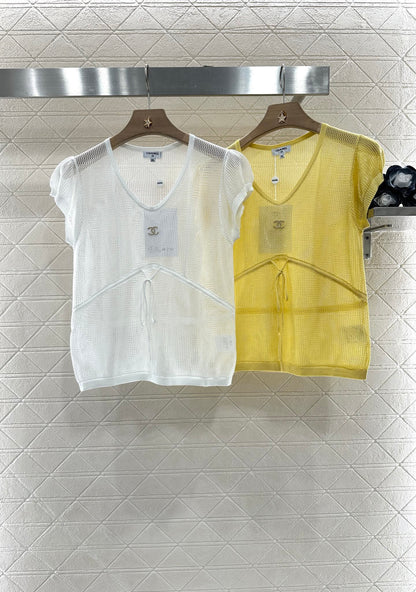 2025 new product Hollow knitted short sleeves