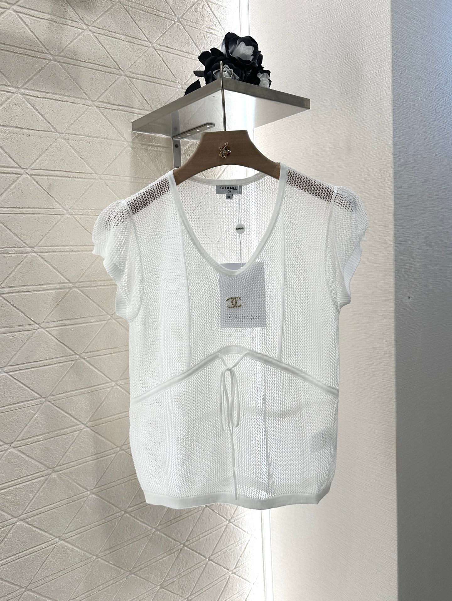 2025 new product Hollow knitted short sleeves