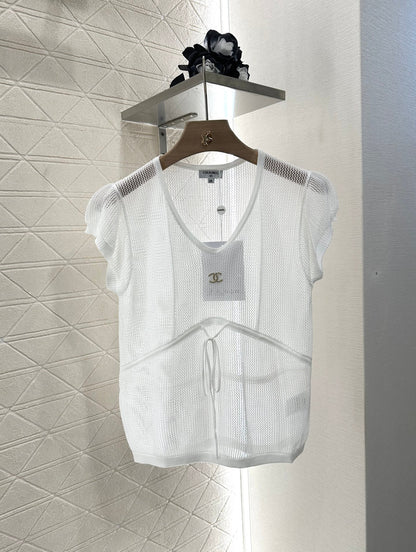 2025 new product Hollow knitted short sleeves