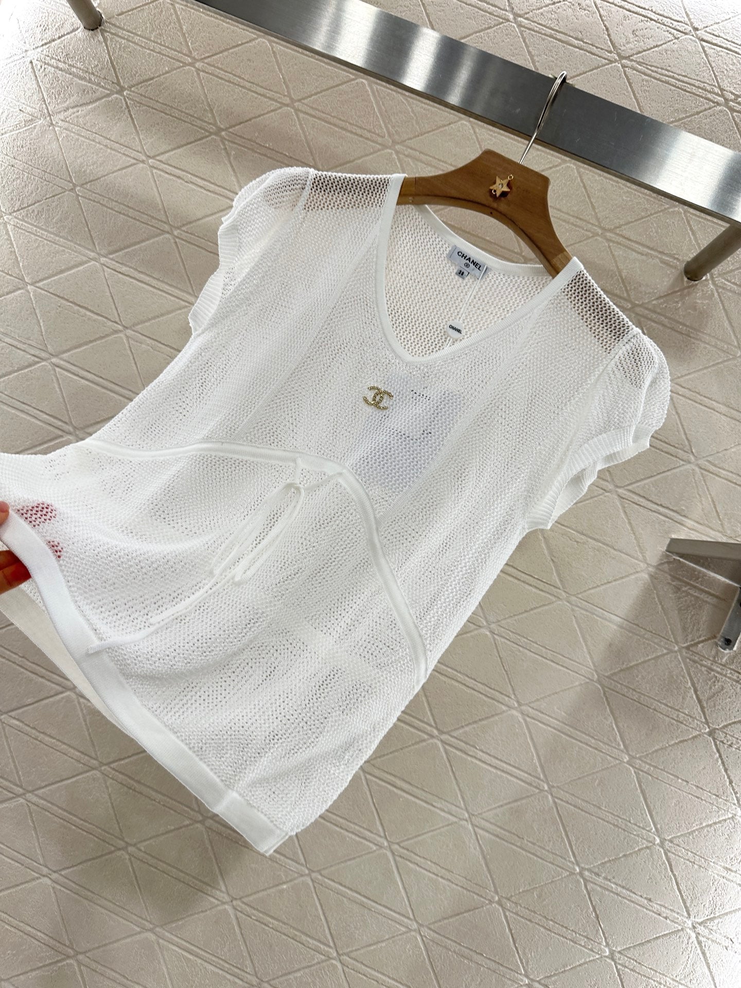 2025 new product Hollow knitted short sleeves