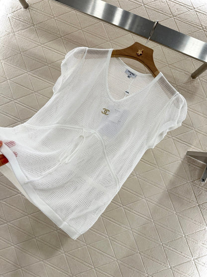 2025 new product Hollow knitted short sleeves