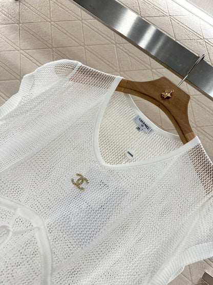 2025 new product Hollow knitted short sleeves