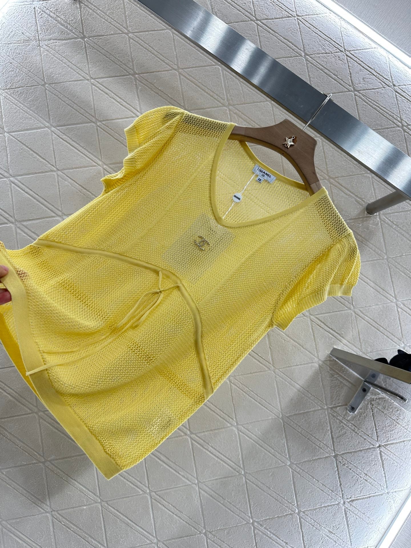 2025 new product Hollow knitted short sleeves