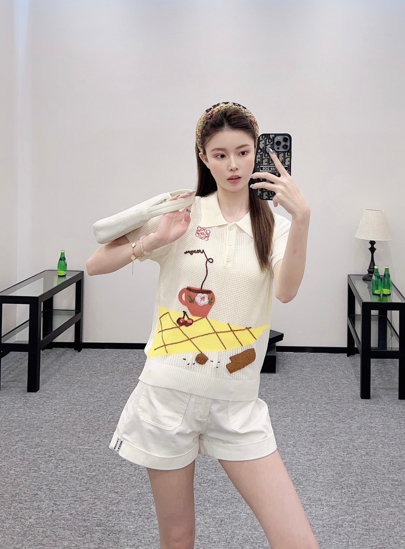 2025 new product Embroidered knitted short sleeves