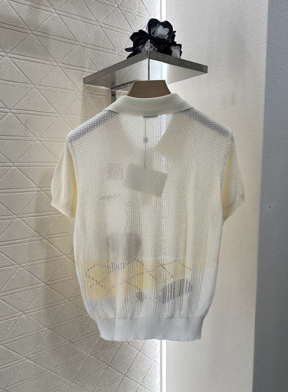 2025 new product Embroidered knitted short sleeves