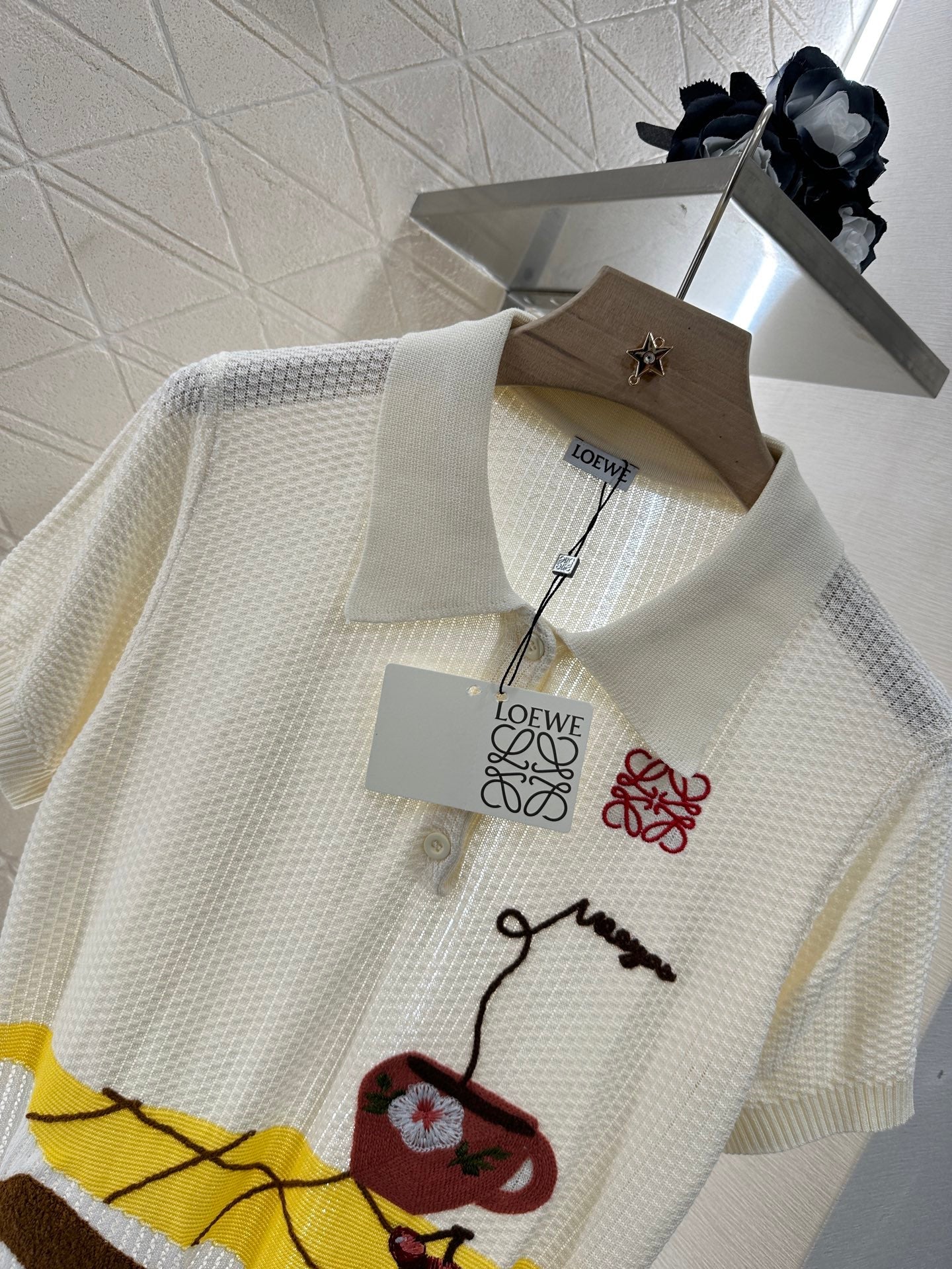 2025 new product Embroidered knitted short sleeves