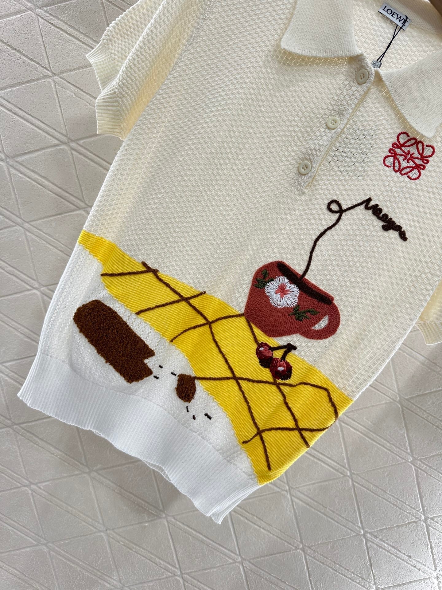 2025 new product Embroidered knitted short sleeves