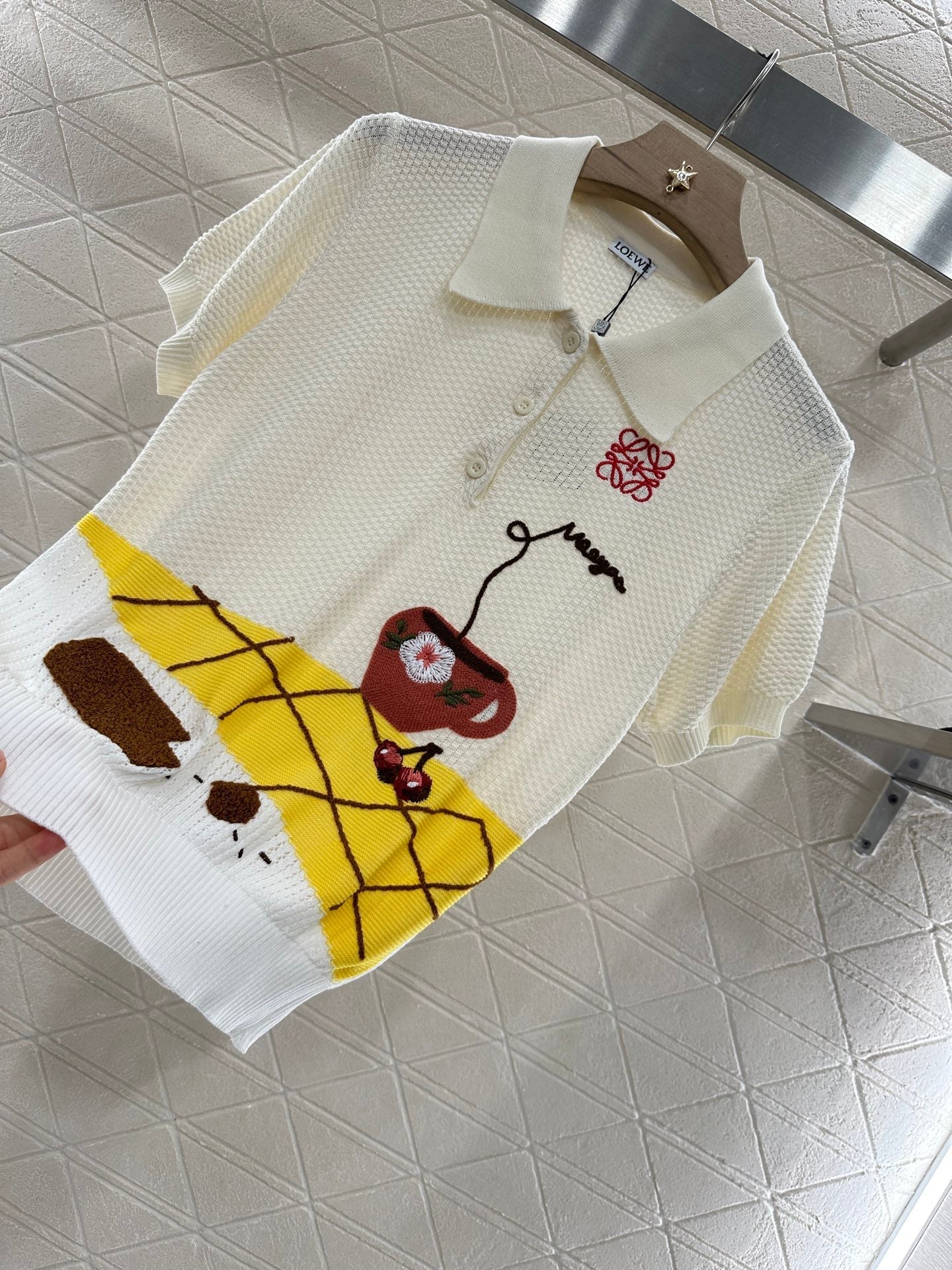 2025 new product Embroidered knitted short sleeves