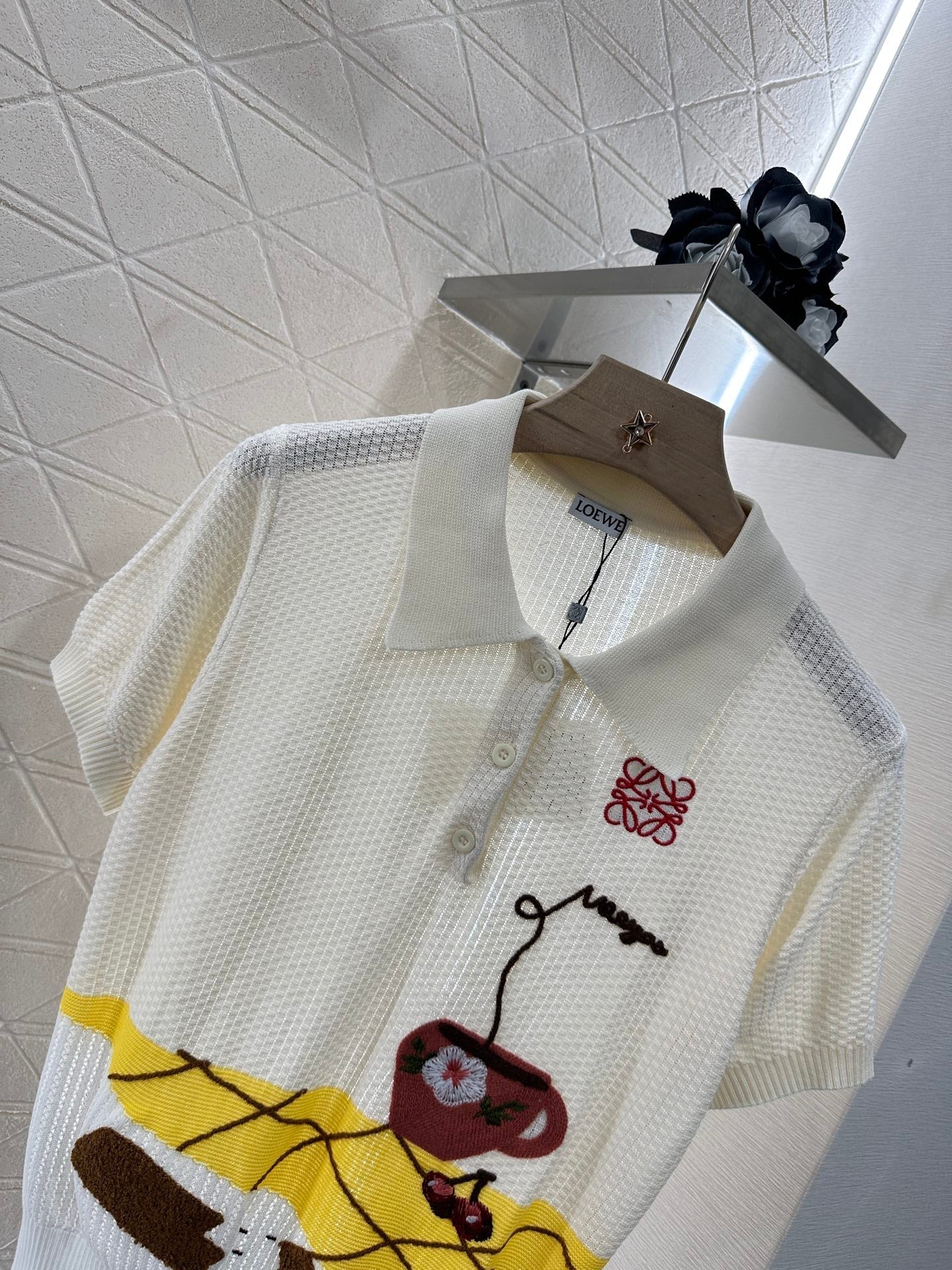 2025 new product Embroidered knitted short sleeves