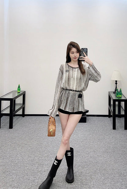 2025 new product Belt knitted top