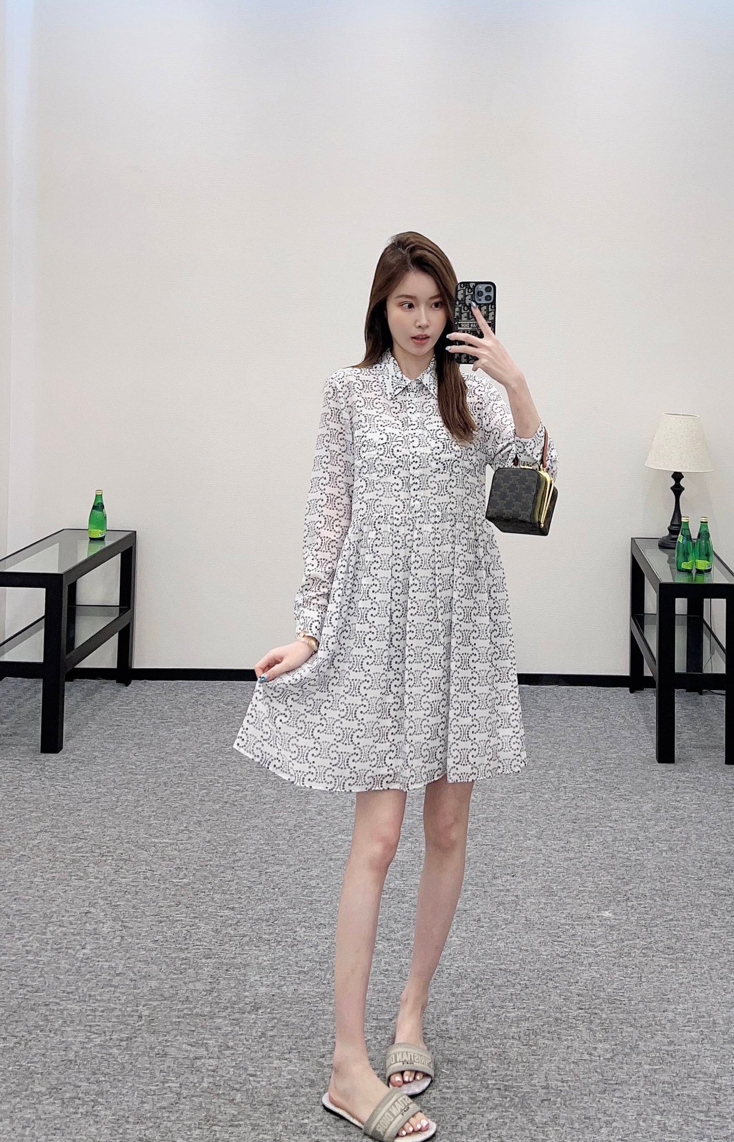 2025 new product Printed silk dress