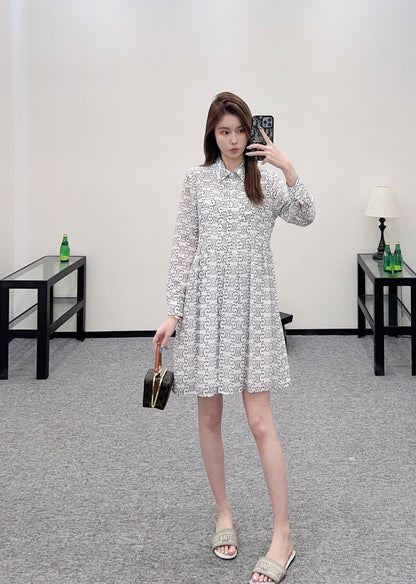 2025 new product Printed silk dress