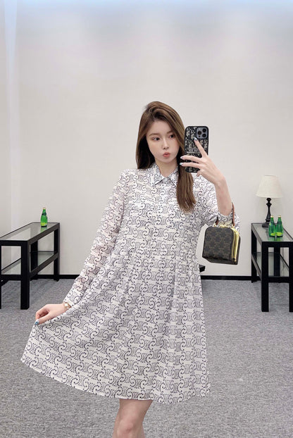 2025 new product Printed silk dress