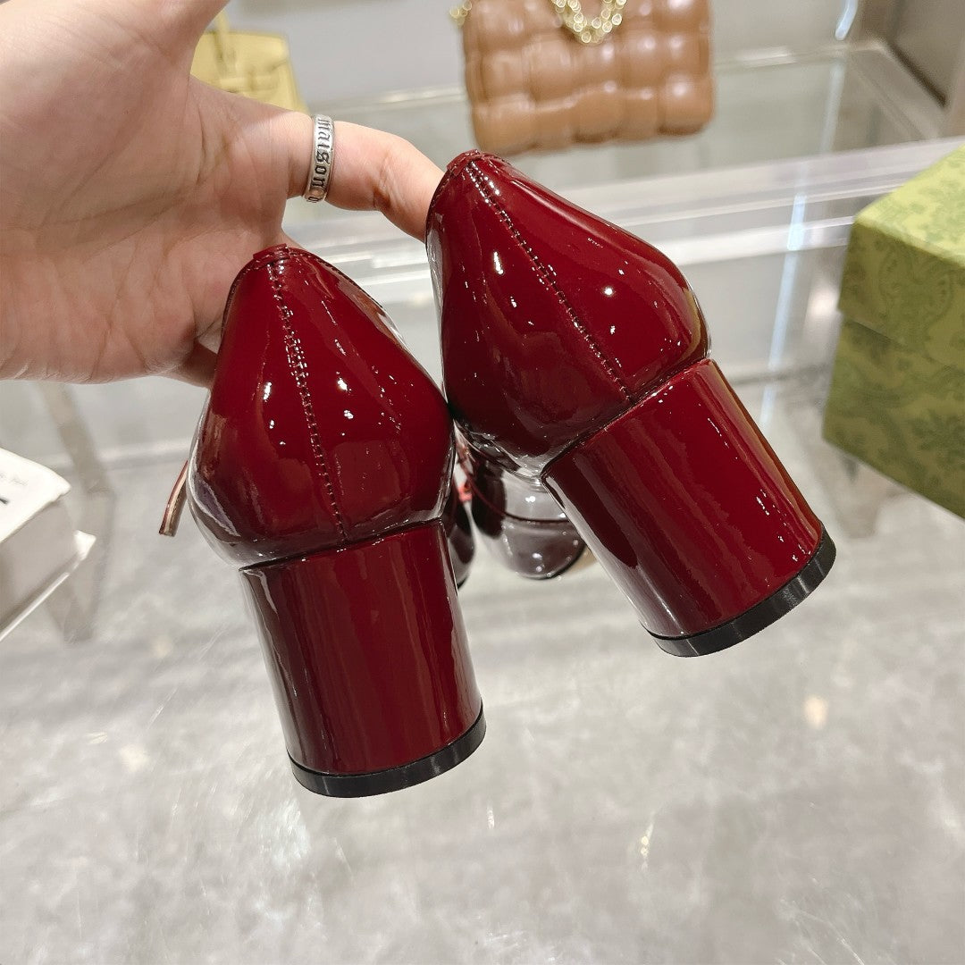 25fw Patent leather Mary Jane high heels (WHITE/PINK/BLACK/RED)