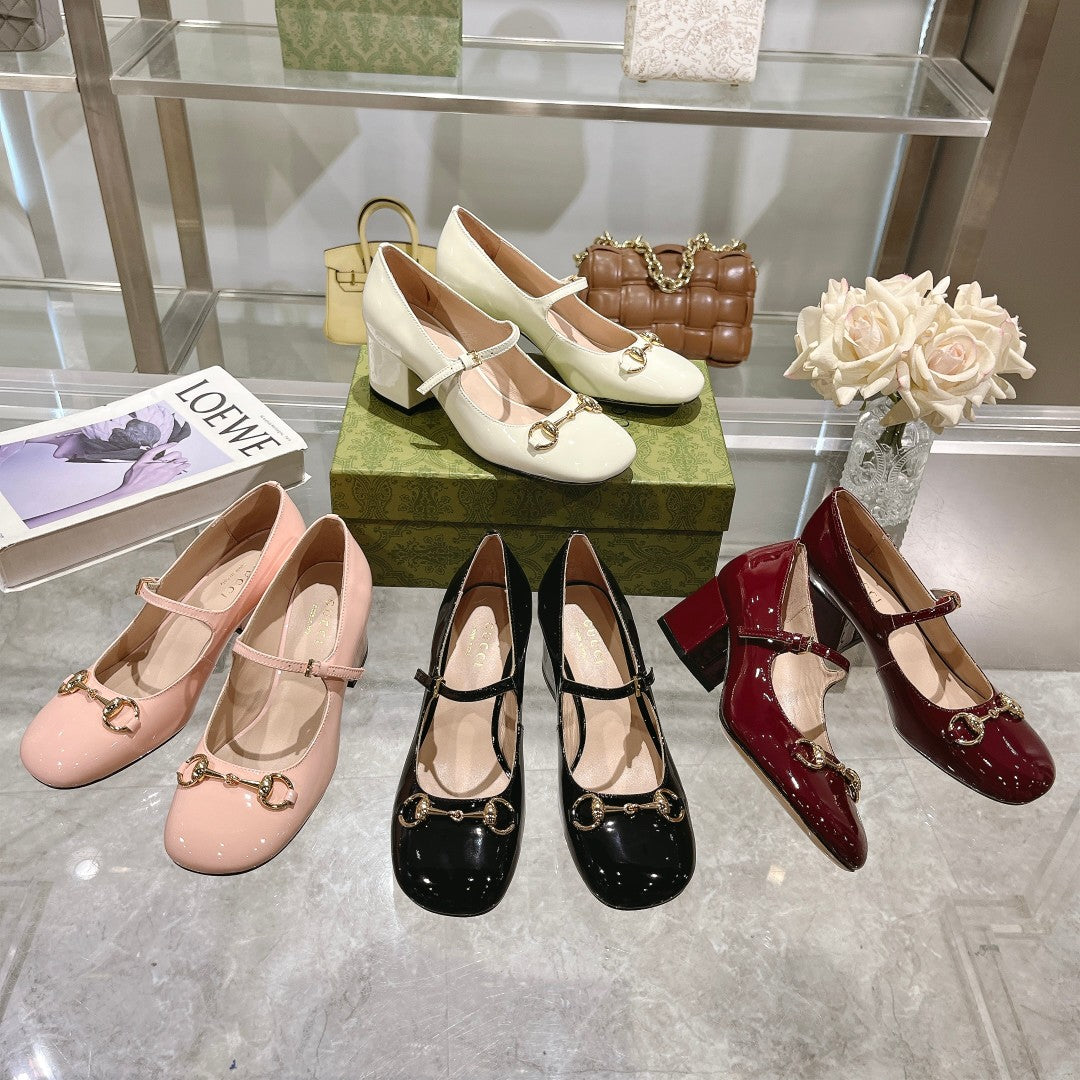 25fw Patent leather Mary Jane high heels (WHITE/PINK/BLACK/RED)