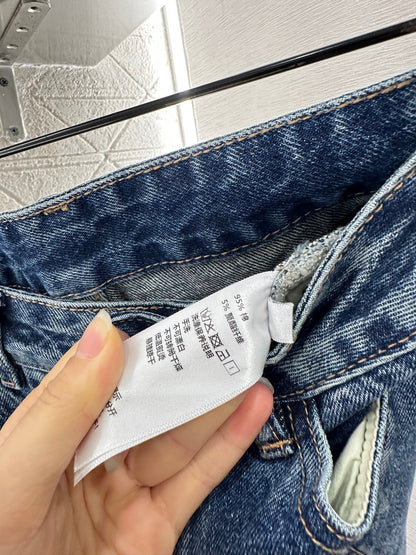 25fw Straight-leg cherry laser denim trousers