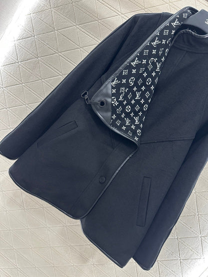 25fw Lined with printed shawl coat and skirt set