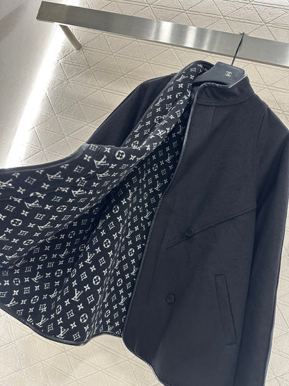 25fw Lined with printed shawl coat and skirt set