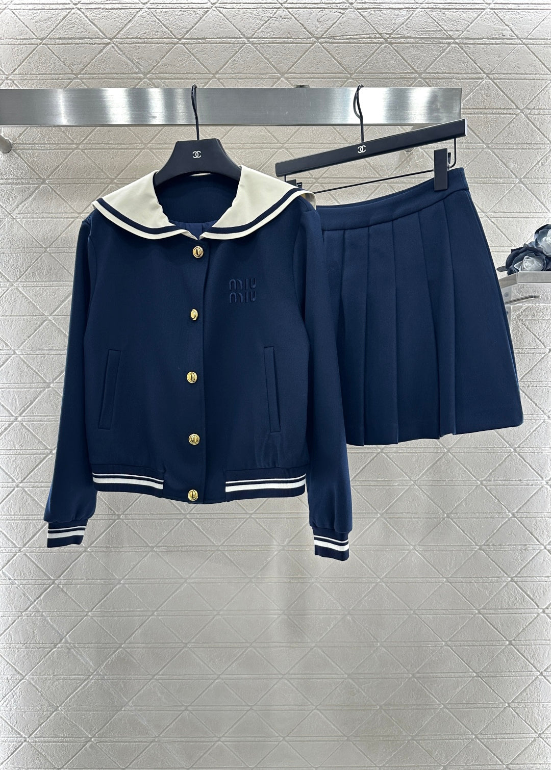 25fw Shawl Collar Jacket Pleated Skirt Suit