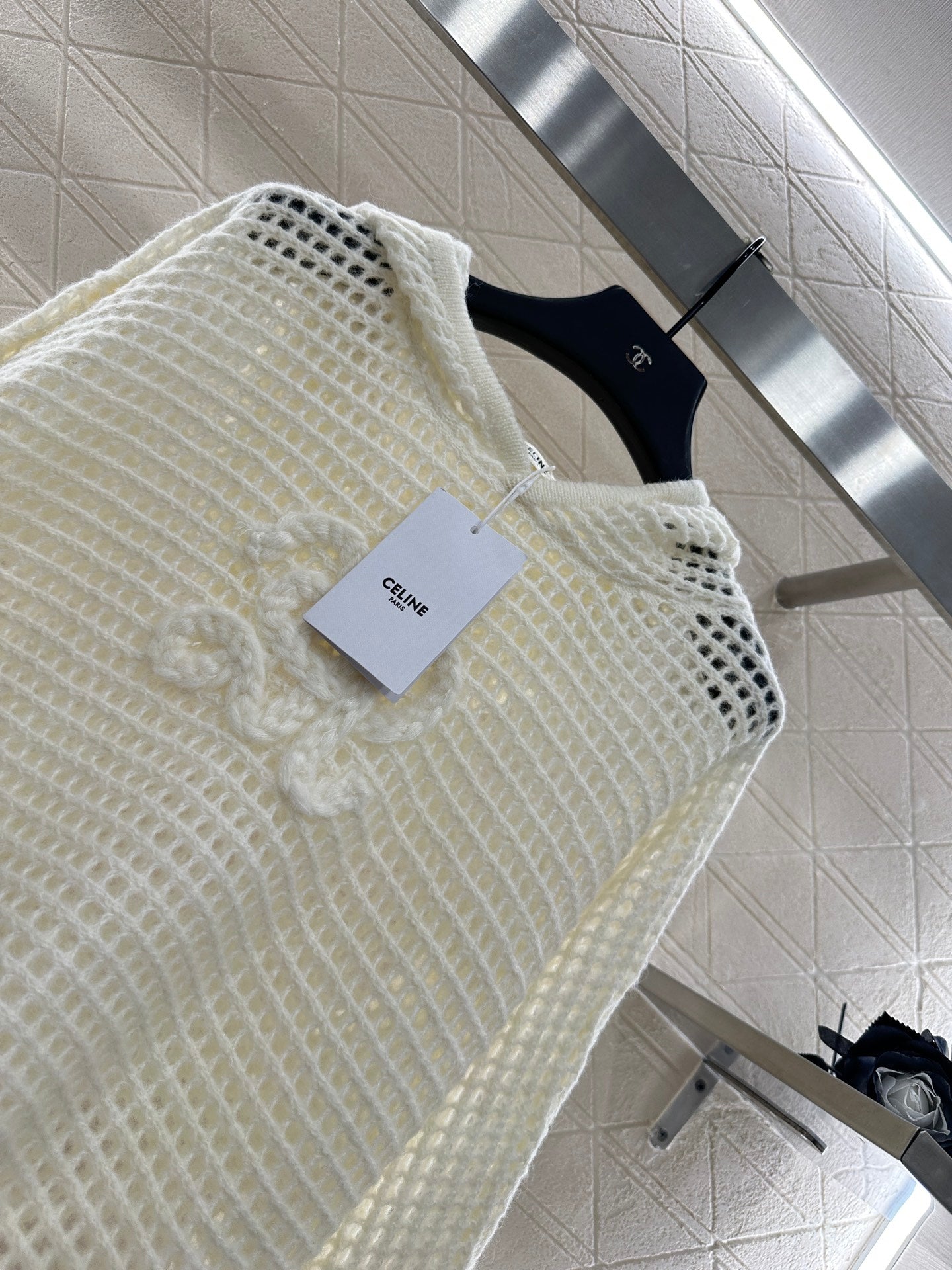 25fw Embroidered hollow hooded pullover sweater