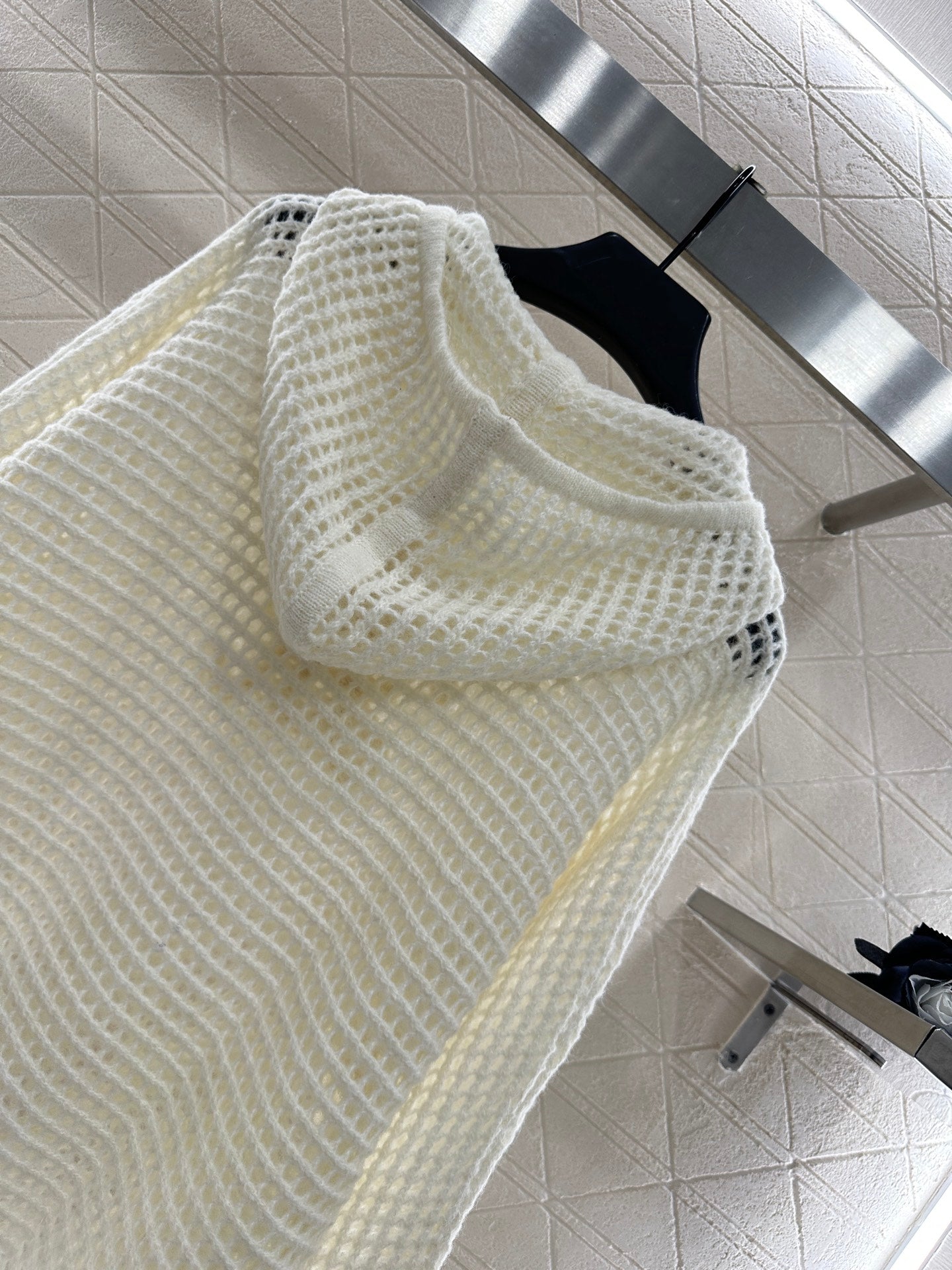 25fw Embroidered hollow hooded pullover sweater