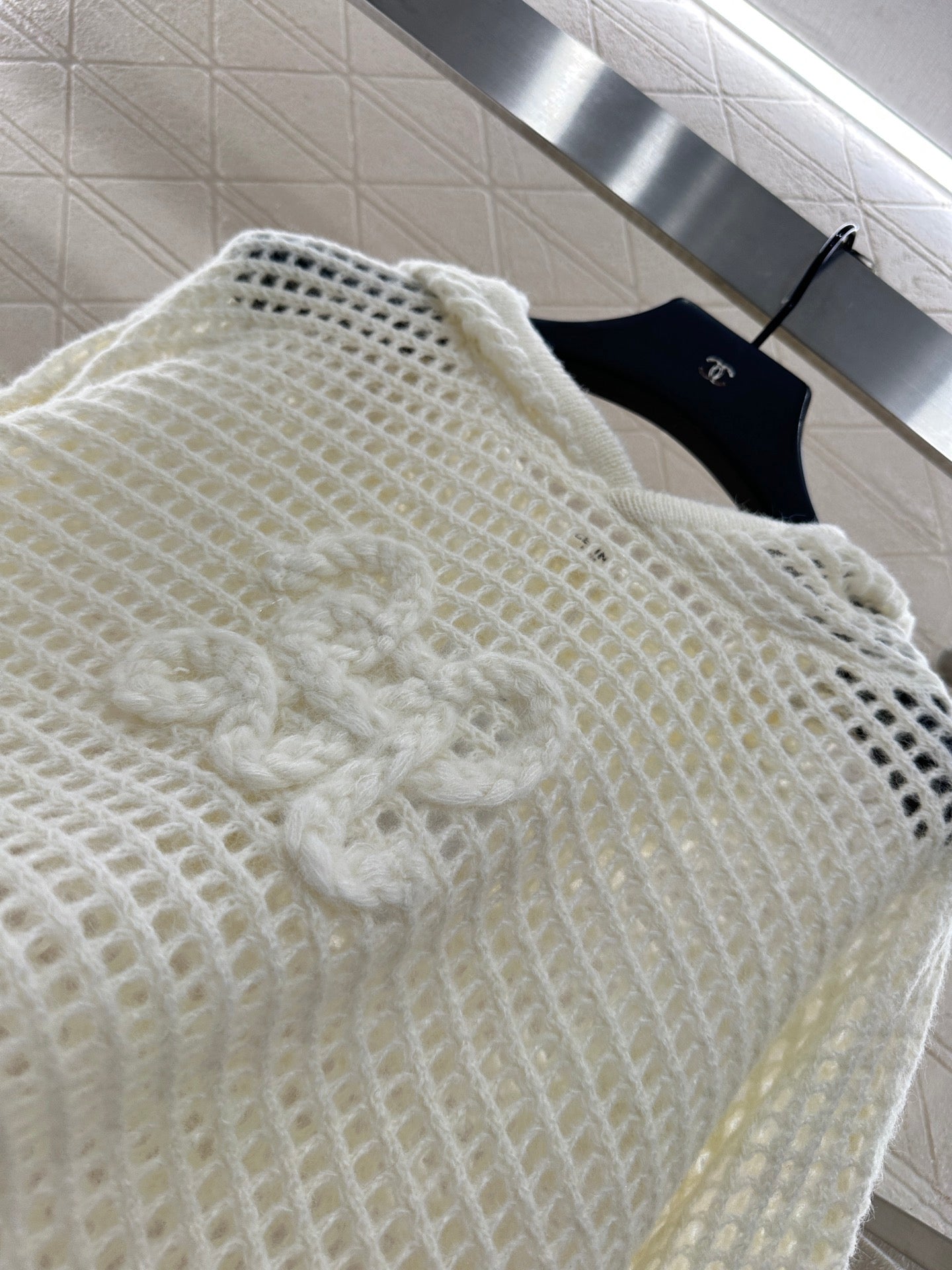 25fw Embroidered hollow hooded pullover sweater