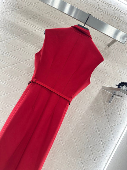 25 Belted vest dress(black/red)