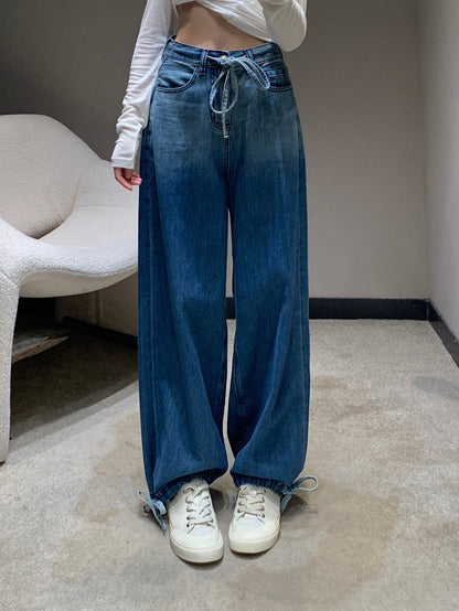 25fw Washed gradient lace up jeans