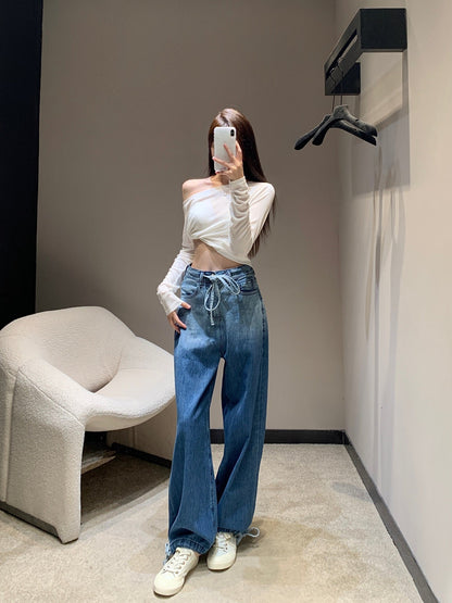 25fw Washed gradient lace up jeans